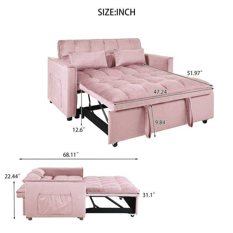 Three in one pull-out sofa with backrest and pillow, sofa bed chair