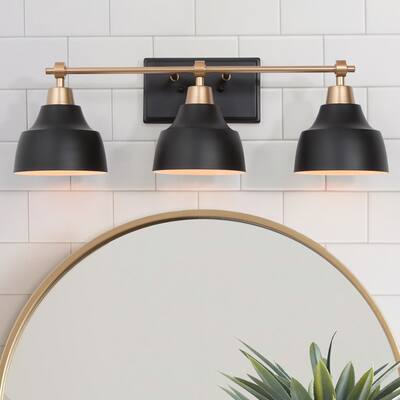 Modern Black Gold 3-Light Dimmable Bathroom Vanity Lights Wall Sconces - L24.5"x W 7"x H 8"