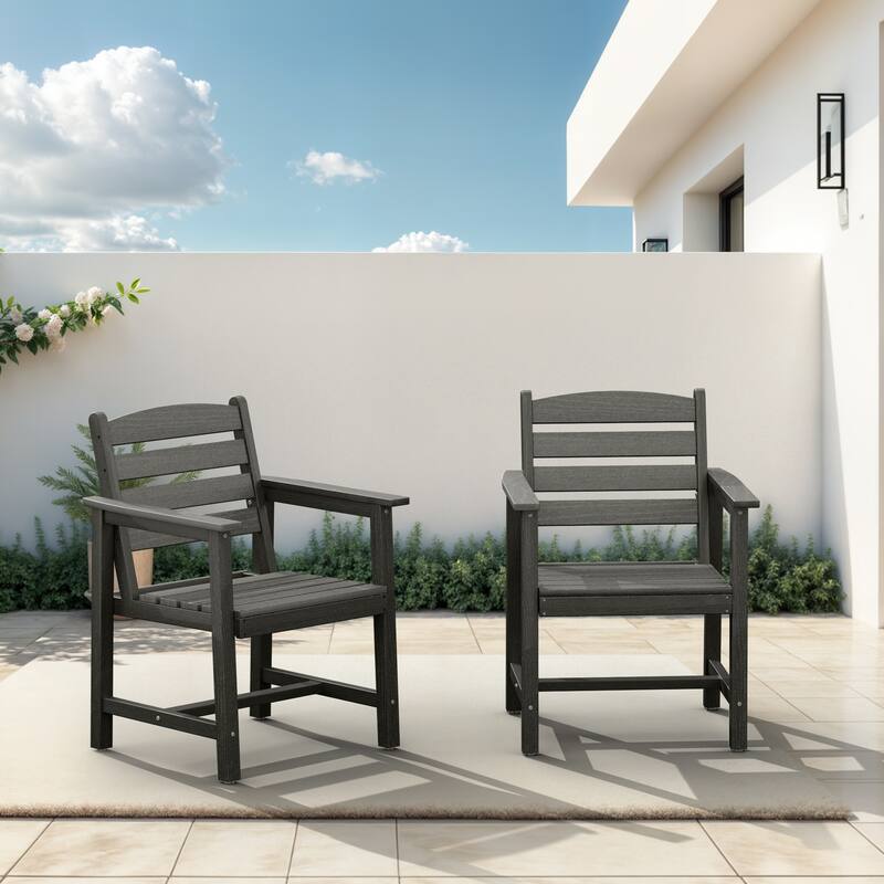 HDPE Dining Chairs Outdoor Patio Furniture 2 Set - Grey