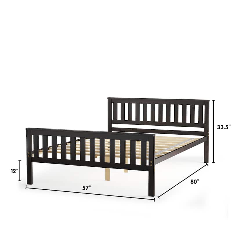Costway Full Wood Platform Bed with Headboard and Footboard Mattress