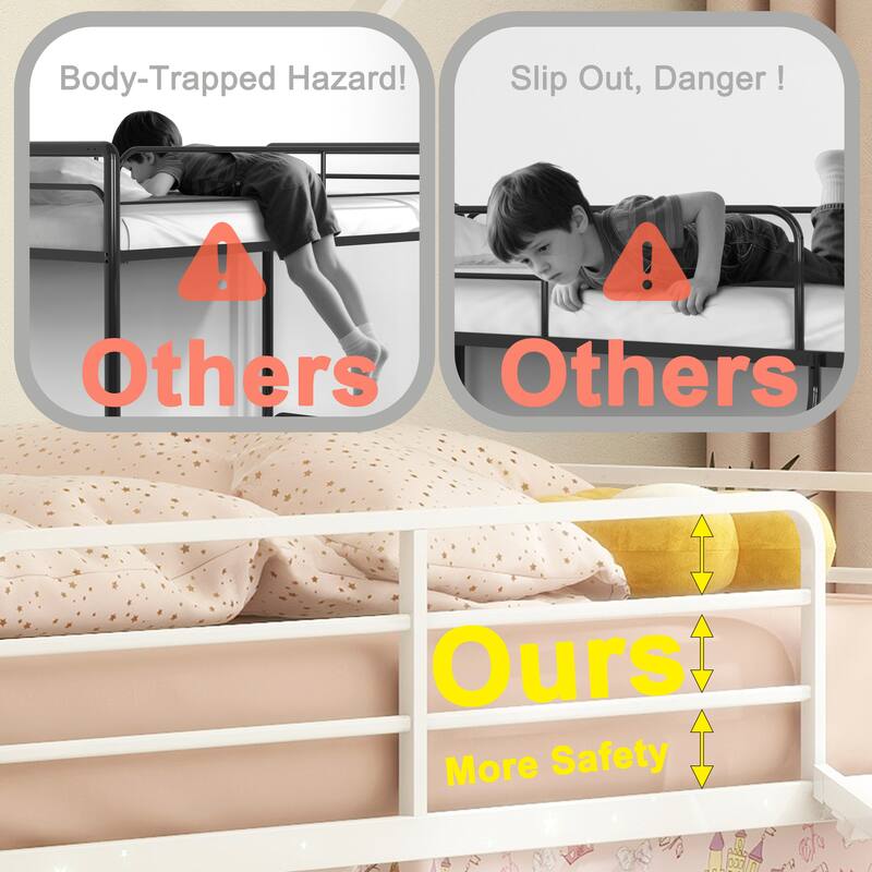 Kids' Twin Loft Bed with Slide, Safety Guardrails, and Superhero Color Options