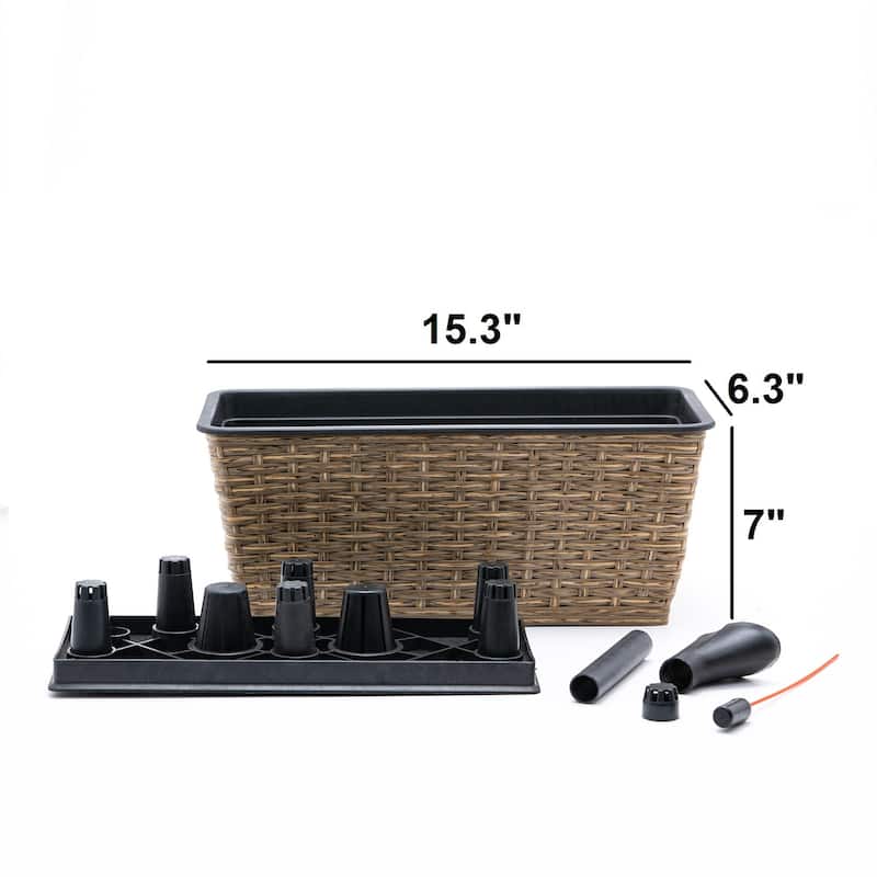 2-Pack Smart Self-watering Hand Woven Wicker Planter