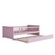 preview thumbnail 11 of 22, Wood Twin Size Platform Bed with Guardrail and Trundle, Semi-Enclosed Fence, Sturdy Pine Wood Frame, Easy Assembly, Pink