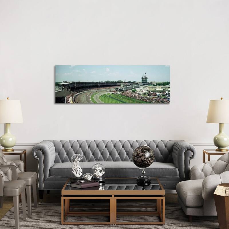 iCanvas "Race Cars In Pace Lap At Indianapolis Motor Speedway, Indianapolis 500, Indiana I" by Panoramic Images Canvas Print
