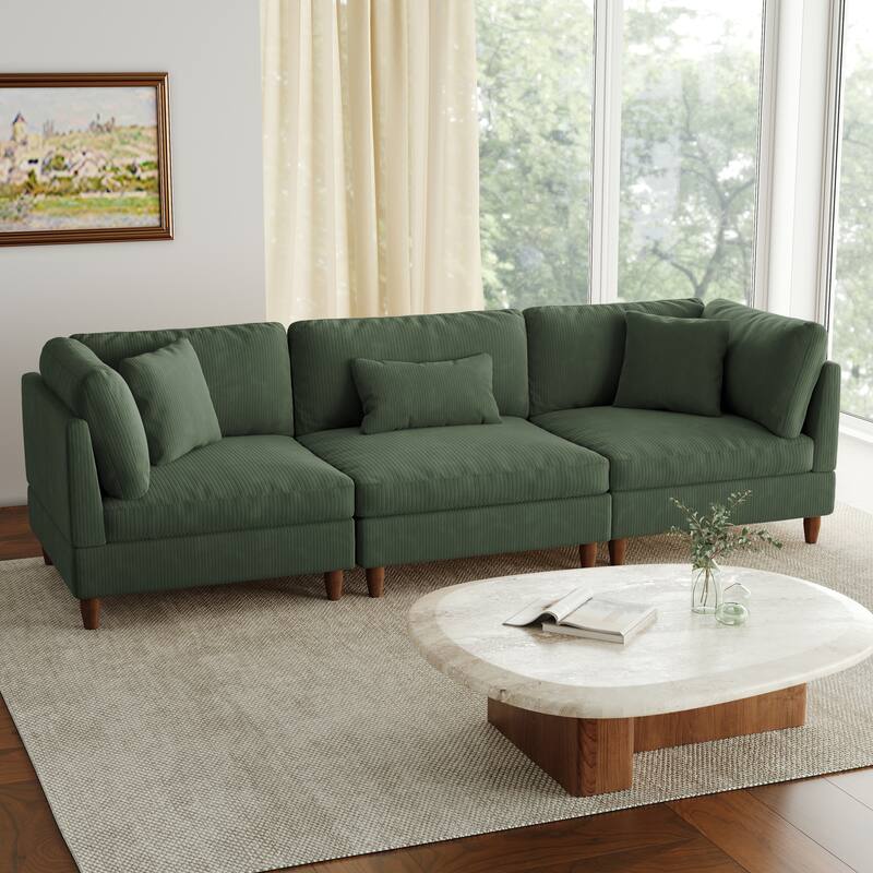 Jannae 112.12'' Upholstered Corduroy Sofa