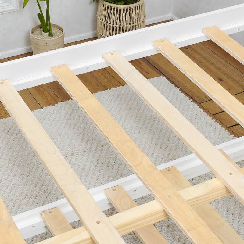 Daybed with Trundle and 3 Drawers, Solid Wood Twin/Full Daybed with Storage, Space-Saving Guest Bed