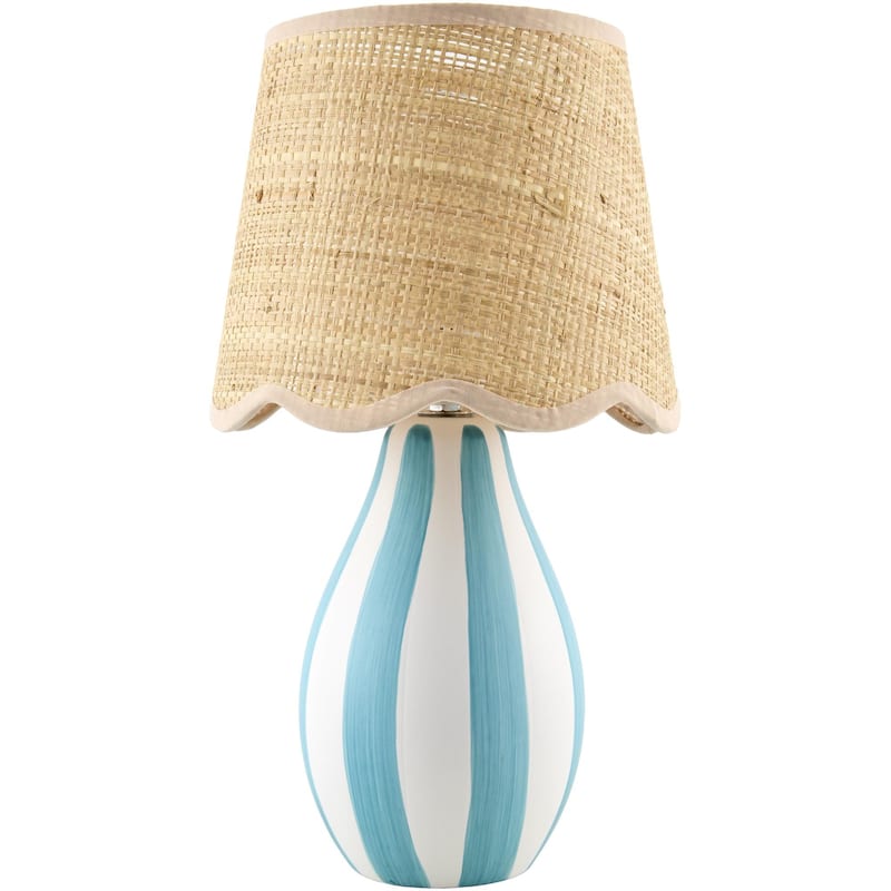 Livabliss Melbu Traditional Accent Table Lamp - 14"H x 8"W x 8"D - Aqua/Beige