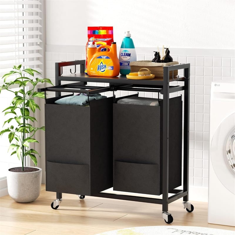 Laundry Hamper with Wheels Laundry Basket Organizer - 27.18"L x 11.8"W x 33.5"H
