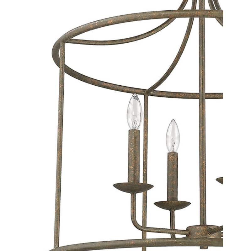 4 Light Farmhouse Grey Pendant Gold Accents