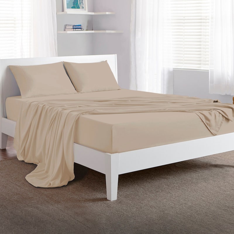 BEDGEAR Basic Sheet Set - Lightweight and Breathable Bedding - Queen - Medium Beige
