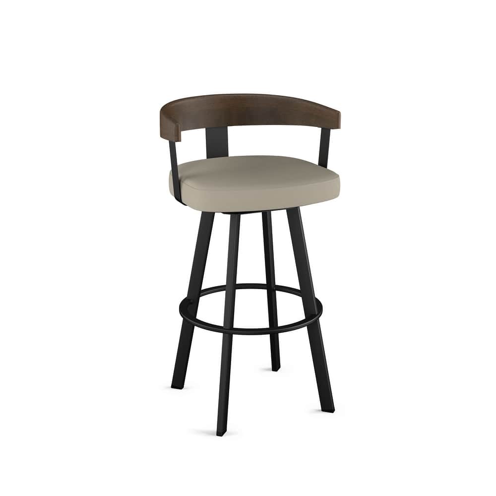 Amisco Lars Swivel Counter and Bar Stool with Wooden Backrest and Arms