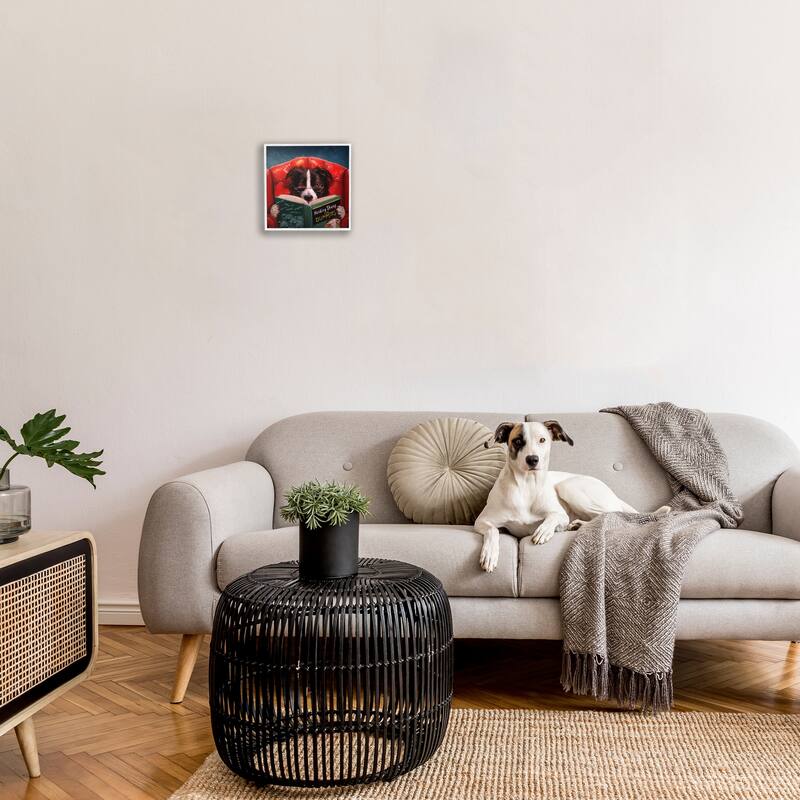 Stupell Herding Sheep Dog Reading for Dummies Funny Painting Framed Giclee Art Design By Lucia Heffernan - Multi-Color