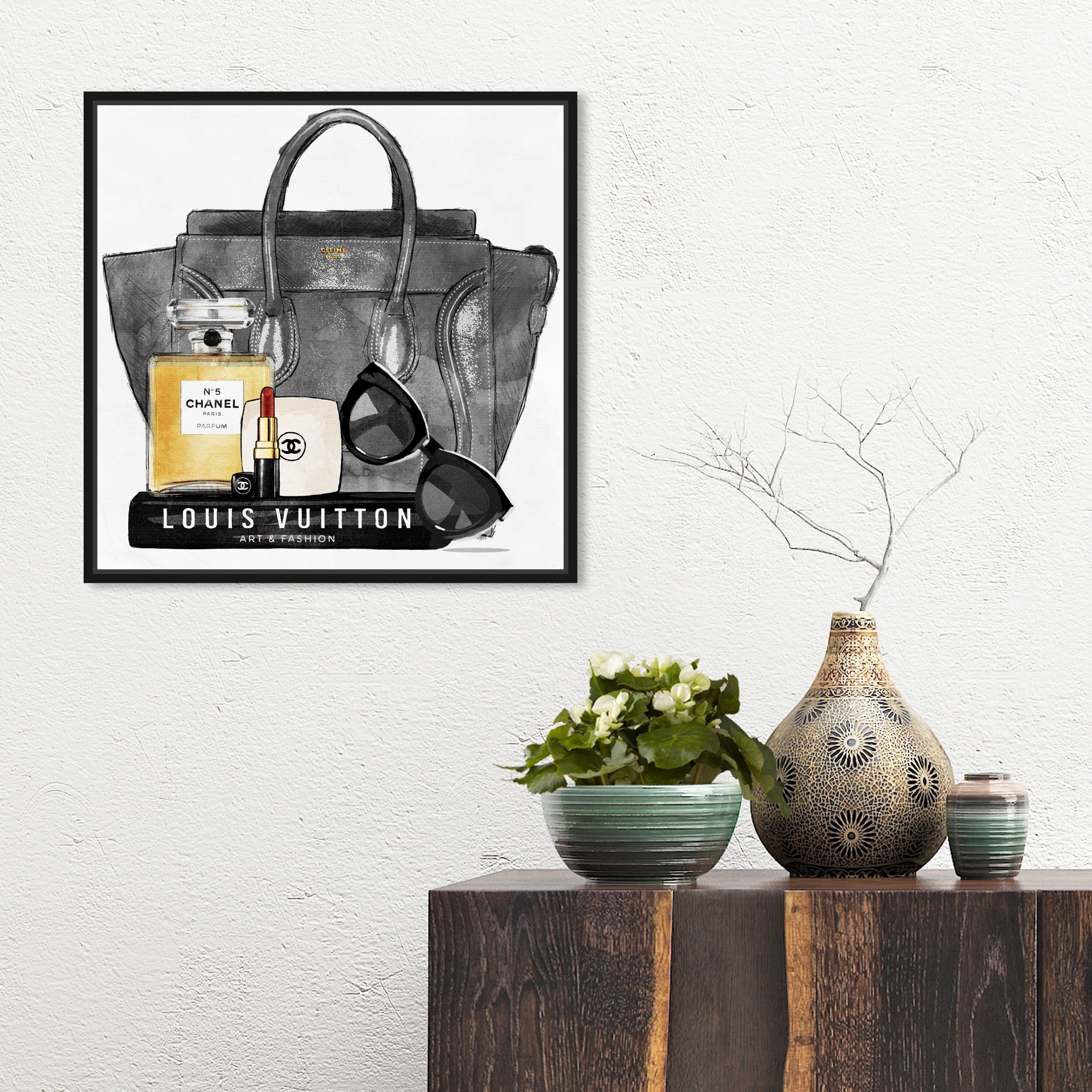 Louis Vuiton Black and Gold Suitcase Wall Art