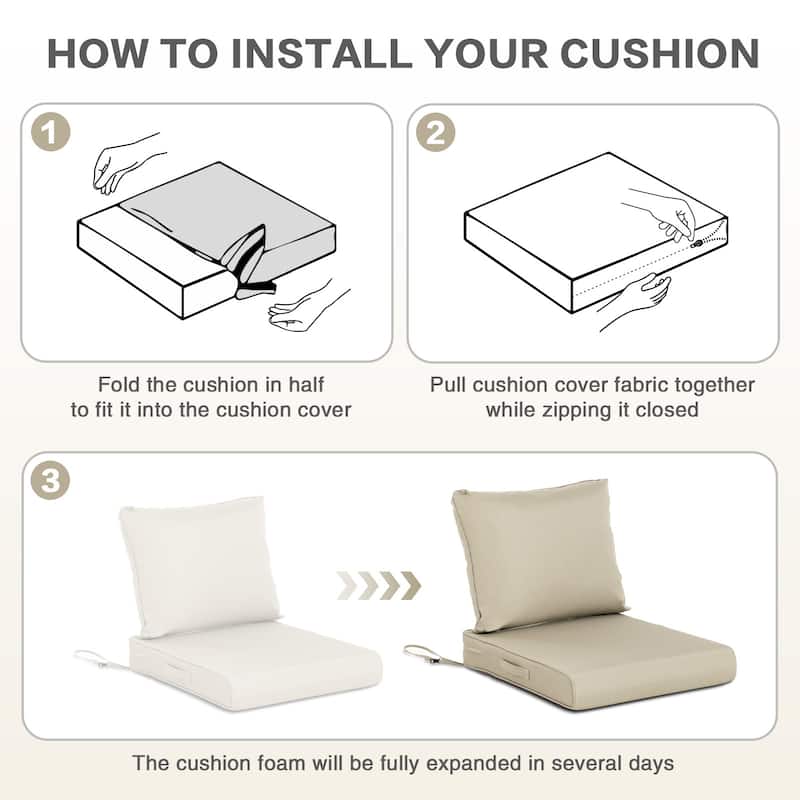 Aoodor Outdoor Chair Cushions Set, Water Resistant Deep Seat Cushions