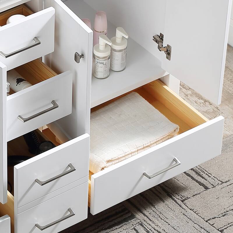 BATHLET 60 inch Quartz Countertop Double Sink Bathroom Vanity Set