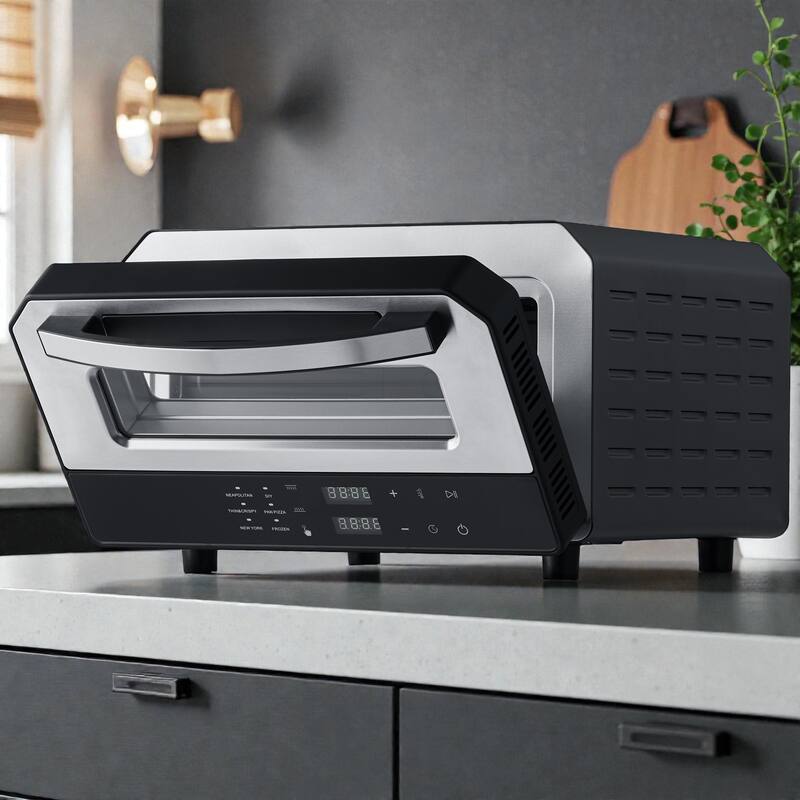 12 Inch Electric Pizza Oven with Pizza Stone, 750℉ High Temp Pizza Maker, Dual Heat Control, 5 Presets