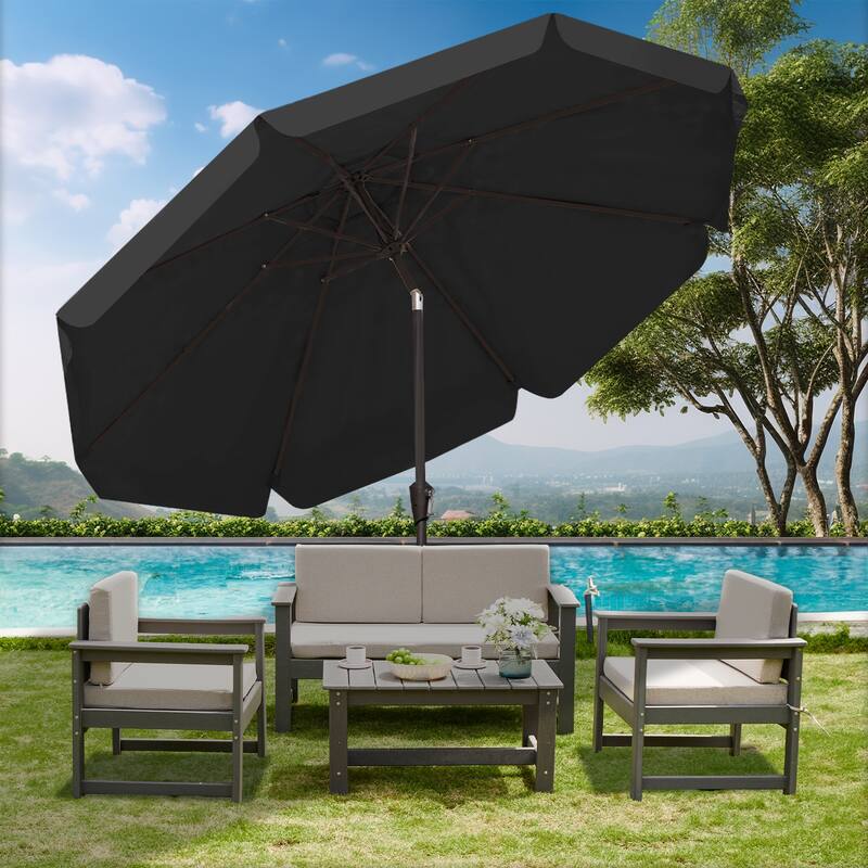 10ft Patio Market Umbrella with UV-Resistant and Sagging Edge Designed