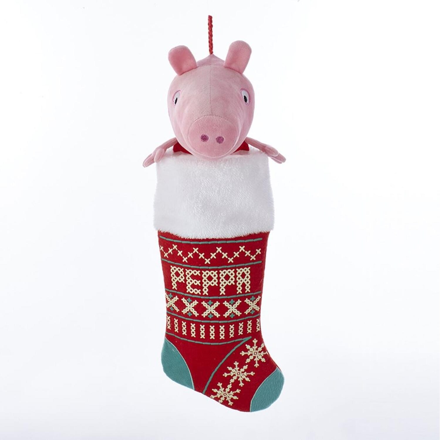 19 Pink Peppa Pig Plush Head With Stocking Christmas Hanging Ornament Overstock 22113552