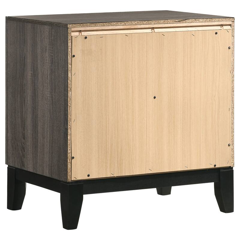 Grey Oak 2-Drawer Nightstand with Metal Handle