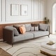 preview thumbnail 13 of 12, 3 Seater Solid Wood Frame Leather Sofa with 4 Unique Pillows