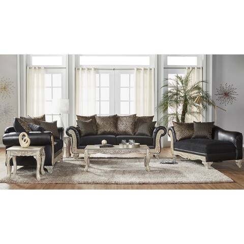Roundhill Furniture San Marino Wood Frame Faux Leather 6-Piece Livingroom Set