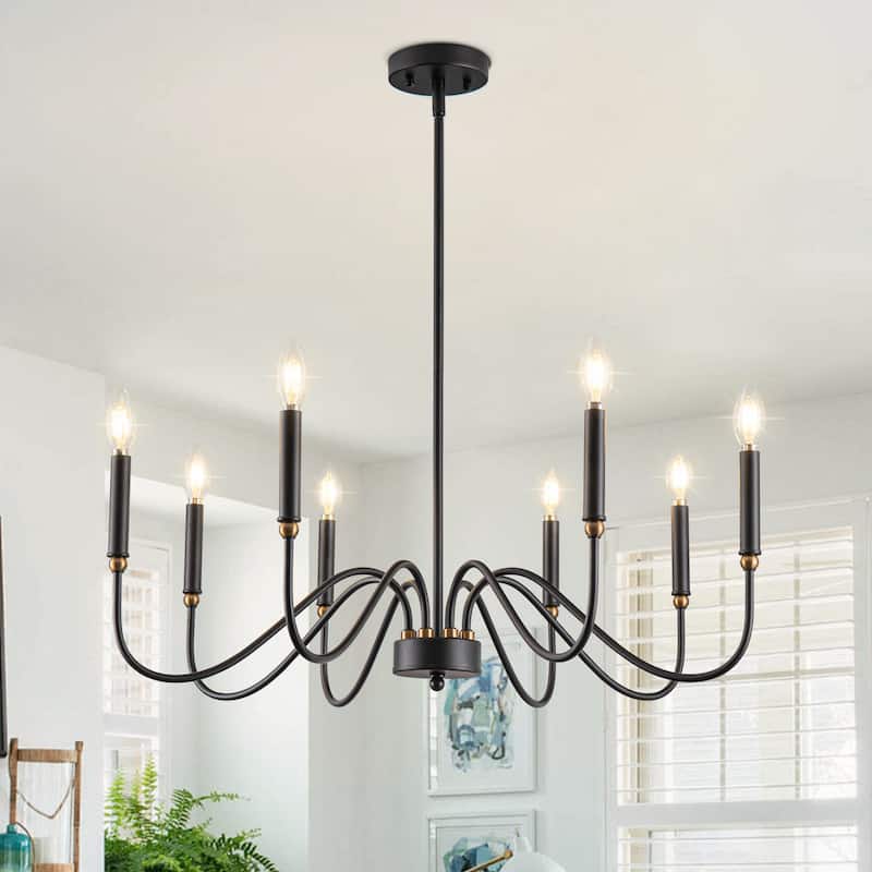 Black Chandelier Light Fixture Farmhouse Candle Chandelier Candlestick Chandelier Traditional Chandelier - 8-Light