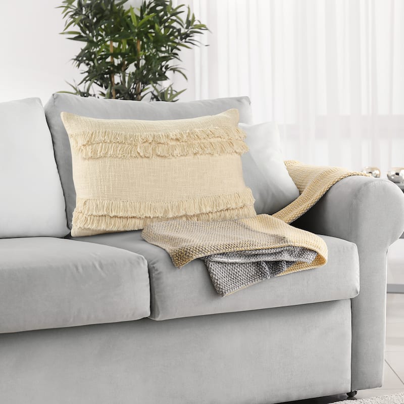 Sevita Beverly Fringed Solid Throw Pillow