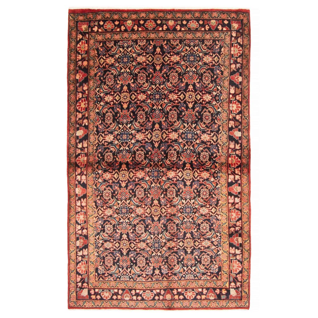 ECARPETGALLERY Hand-knotted Andelz Navy Wool Rug - 4'4 x 6'11