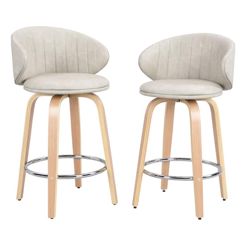 26 Inch Bentwood Bar Stools Swivel Counter Height Bar Stools