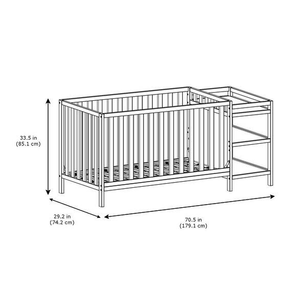 Storkcraft Pacific 4-in-1 Convertible Crib and Changer - 2 Open Shelves, Water-Resistant Vinyl Changing Pad with Safety Strap