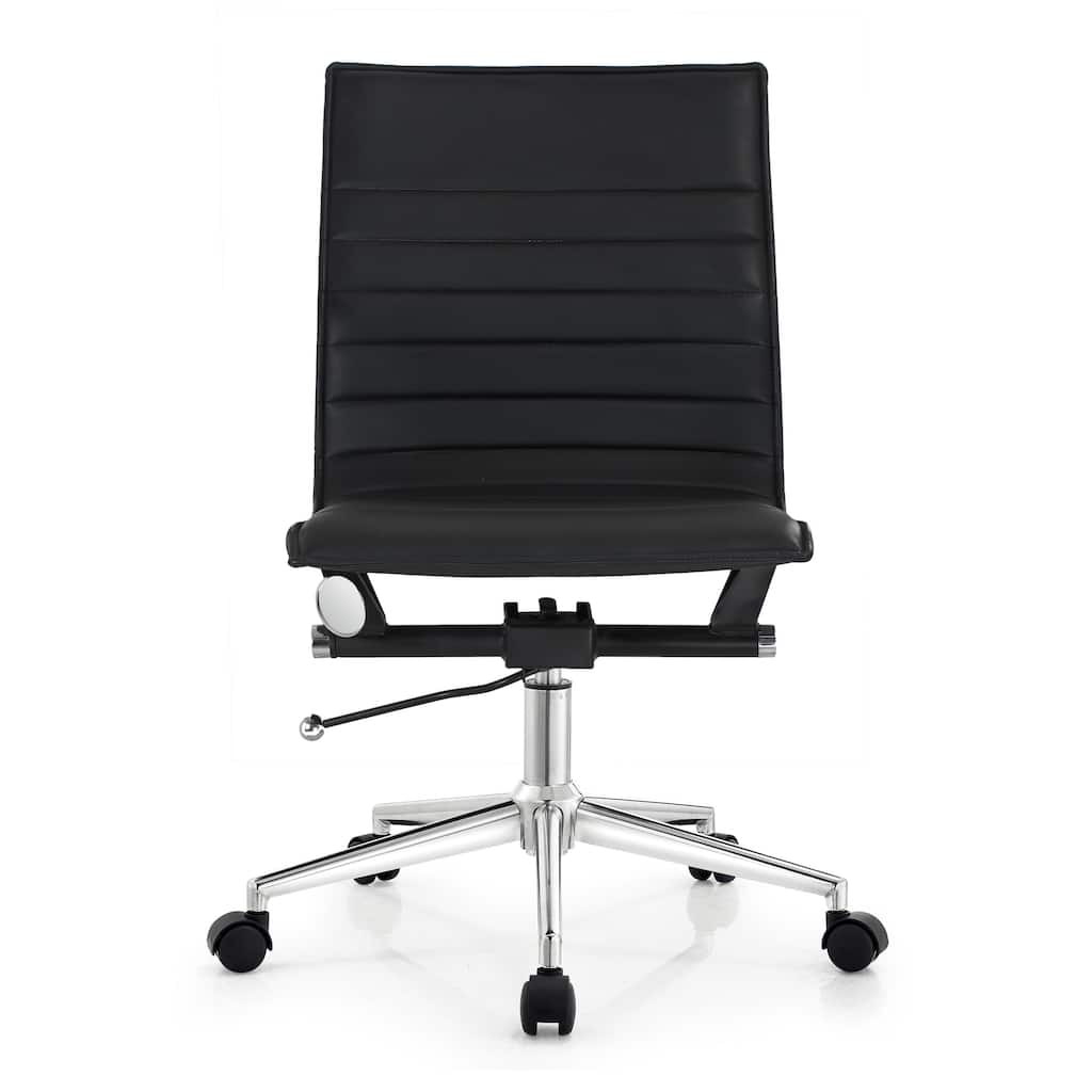 Swivel Mid-back Armless PU Leather Ridded Office Chair With Wheels For Conference Room Hotel Task Work Computer Executive