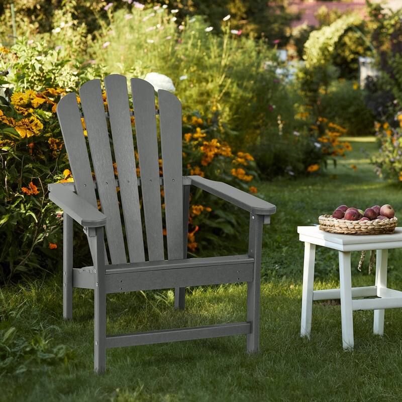 Vrakae Patio HDPE All-Weather Stacking Adirondack Chair - Grey