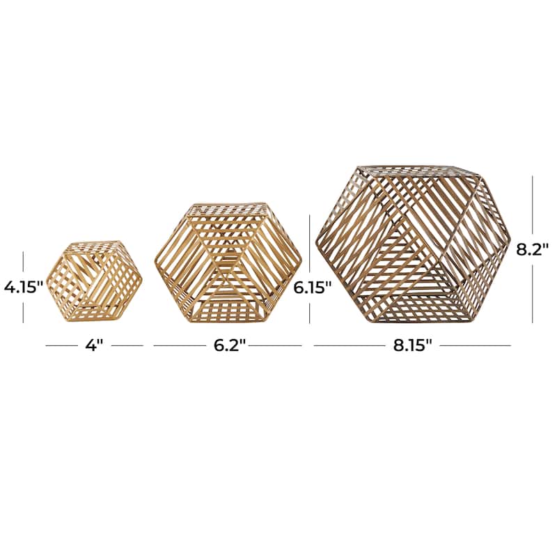Metal Geometric Sculpture - Set of 3 Gold - Roche River Decor - 8"W x 8"L x 8"H