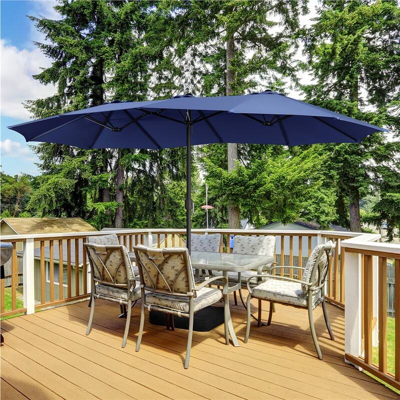 Yaheetech 13ft Twin Patio Parasol Outdoor Umbrella with Crank