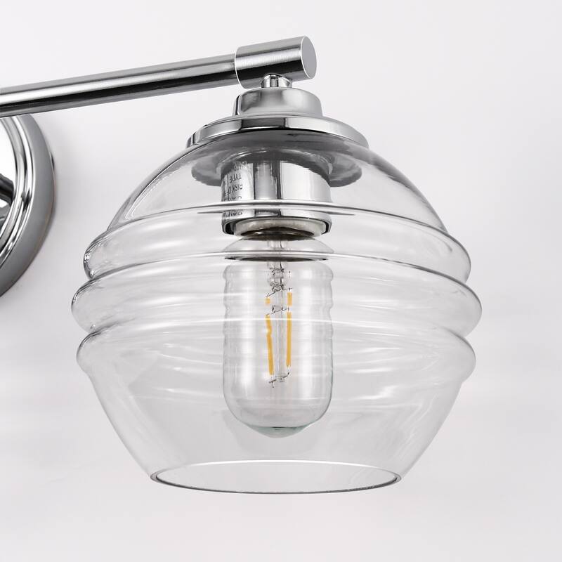 3-Light Brushed Nickel Cylinder Modern Bathroom Vanity Light with Clear Glass Shade,Wall Lamp for Mirror Kitchen Bedroom