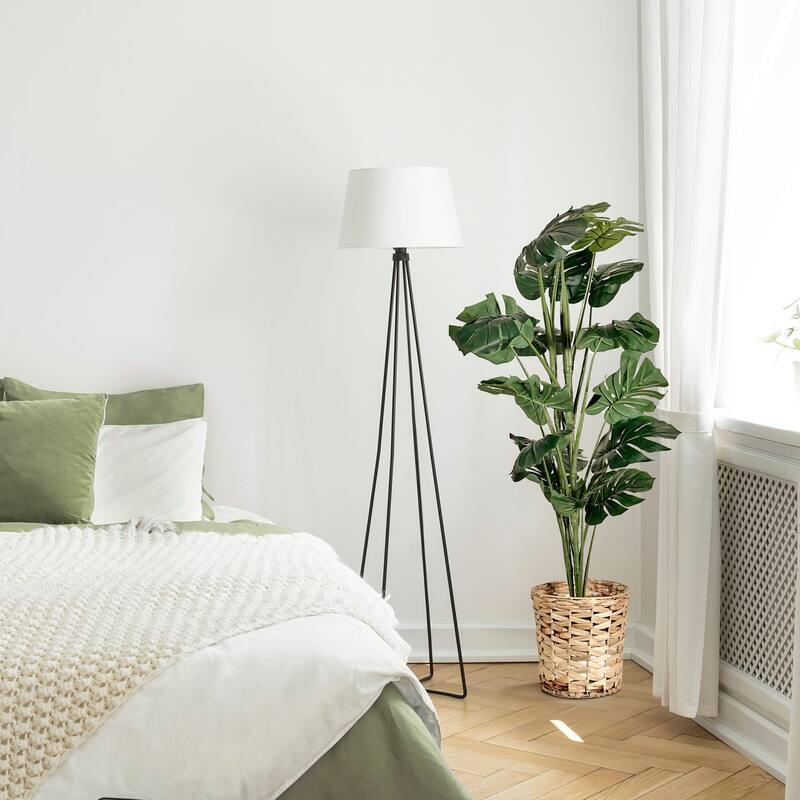 American Art Decor Artificial Faux Tree in White Tapered Ceramic Pot