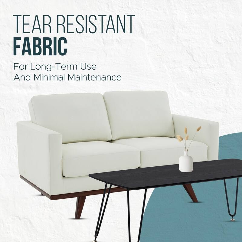 Chester Modern Leather or Mesh Loveseat with Solid Birch Wood Base 2 Seater Sofa Couch for Living Room, Bedroom, Office - 58.27