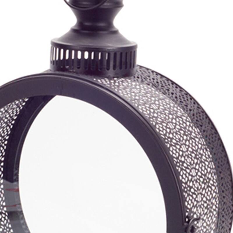 HomeRoots 18" Black Flameless Floor Lantern Candle Holder - 16