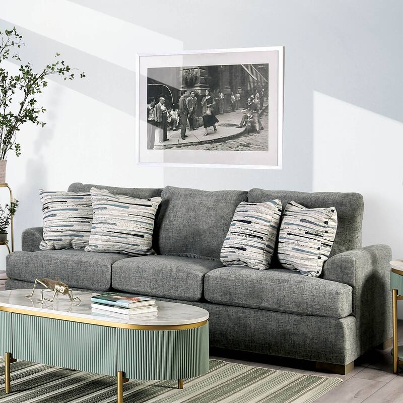 Nort Transitional Fabric Padded Flared Arms Sofa by Furniture of America - Gray