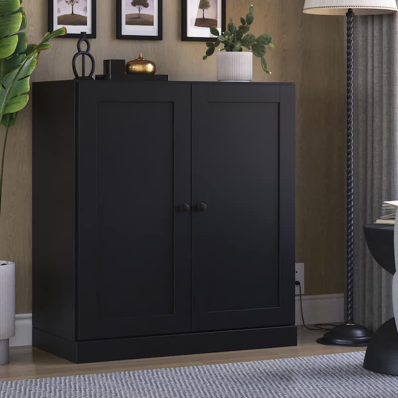 Palace Imports 100% Solid Wood 3-Shelf Bookcase with Shaker Doors and Adjustable Shelves