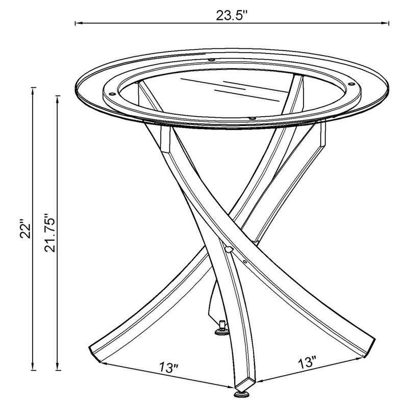 Brooke Round Glass Top Side End Table Metal Base