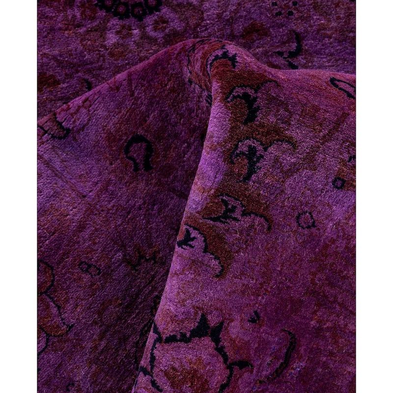 Overdyed One-of-a-Kind Hand-Knotted Area Rug - Purple - 7' 1" x 7' 1"