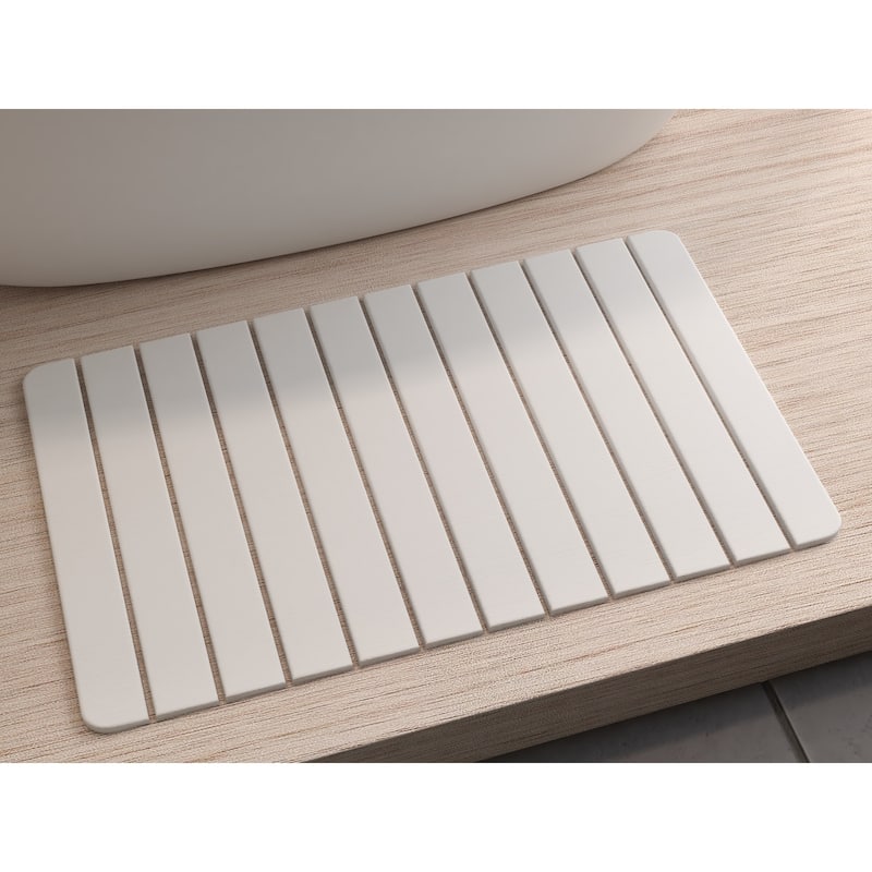 Diatomite Quick-Dry Stone 34" x 21" Large Bath Mat - Natural White