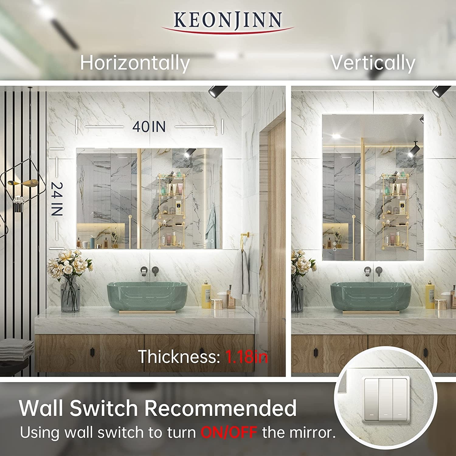KEONJINN LED Backlit Bathroom Vanity Wall Mirror, Anti-Fog and Dimmable  Bed Bath  Beyond 37506804