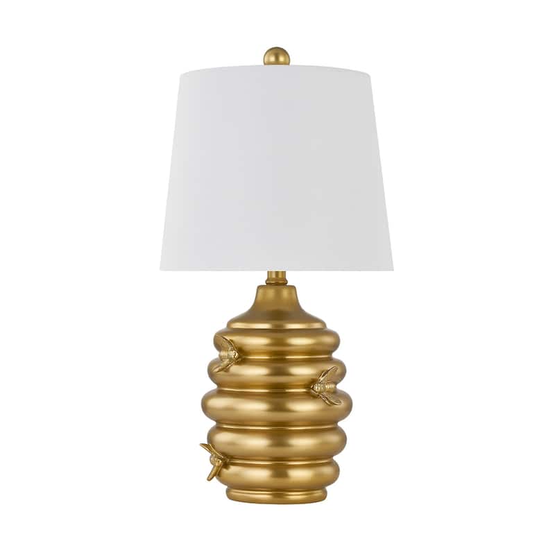 20"H Gold Resin Honeycomb Table Lamp With Shade - 11" x 11" x 20"