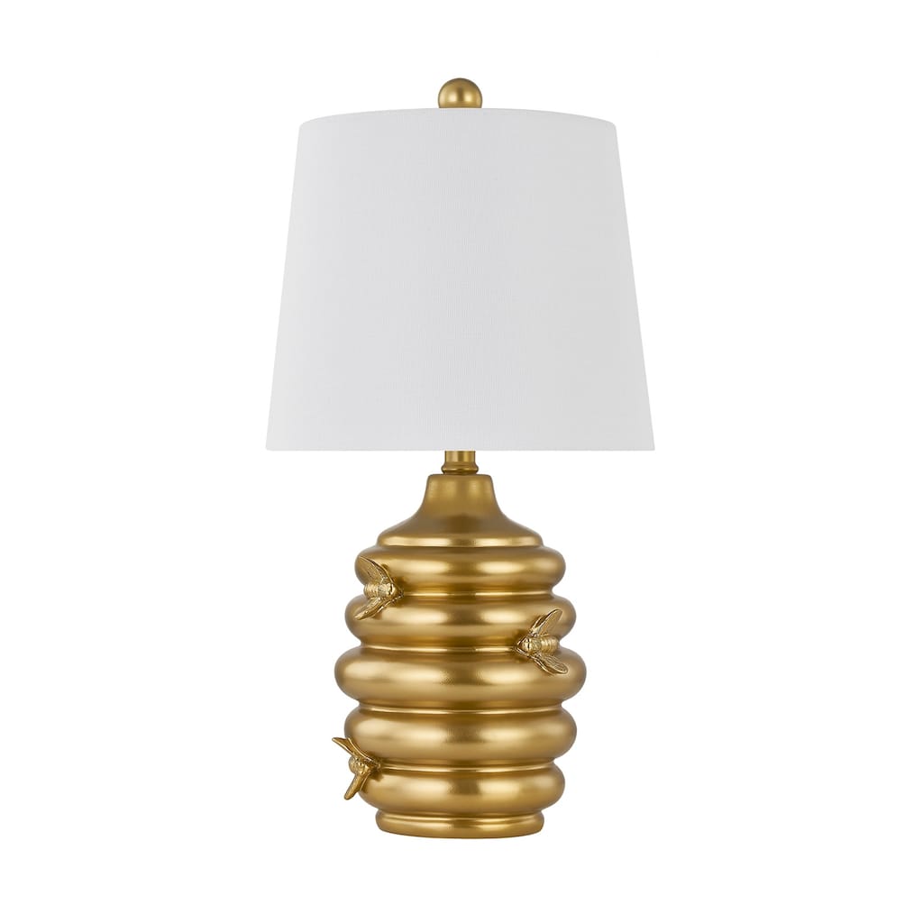 20"H Gold Resin Honeycomb Table Lamp With Shade - 11" x 11" x 20"
