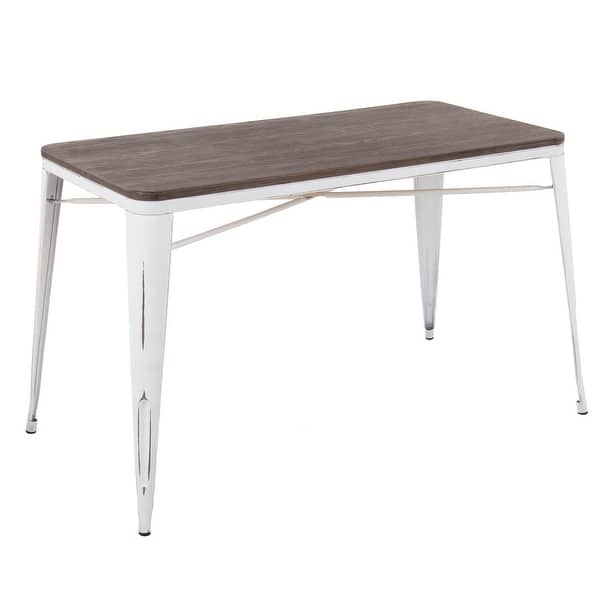 slide 12 of 19, Carbon Loft Acar Industrial Farmhouse Utility Table with Wood Top vintage white