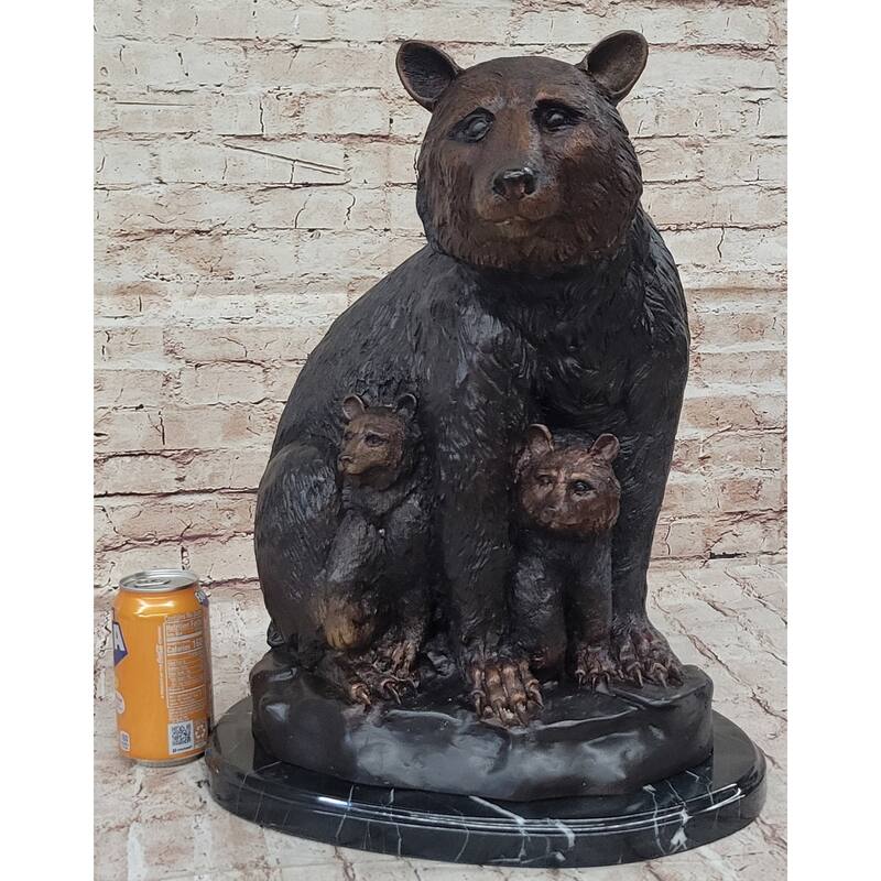 Mother Bear And Cubs - Bronze Metal Sculpture Statue Figure Signed Art Moigniez
