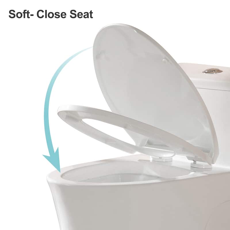 HOROW 1 Piece Dual Flush Elongated Toilet White 0.8 1.28 GPF Seat Included