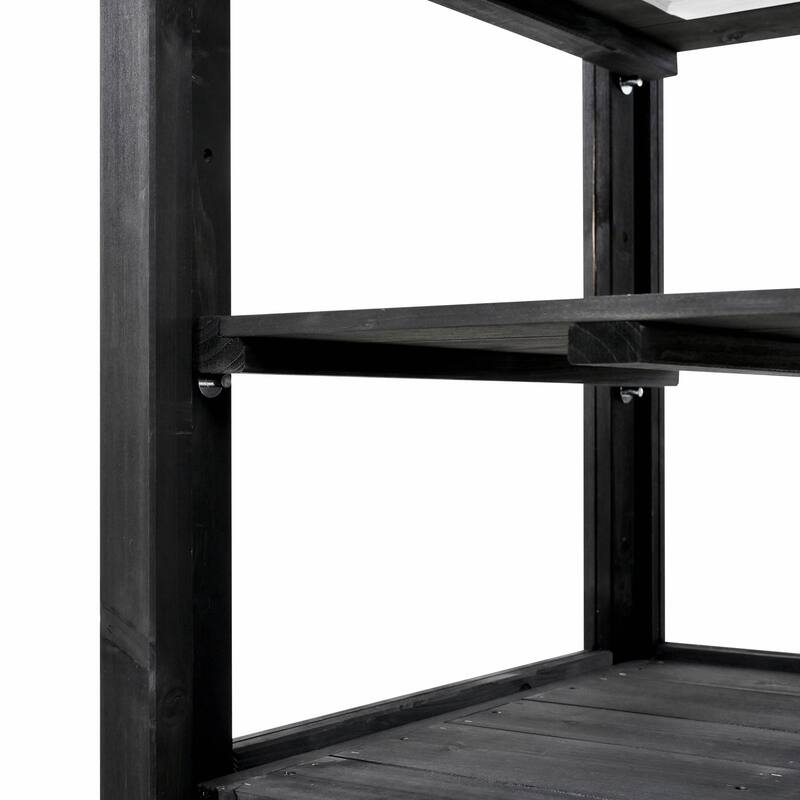 62.4-Inch Wooden Cold Frame Greenhouse - Balcony Design with Adjustable Shelves and Movable Storage Box